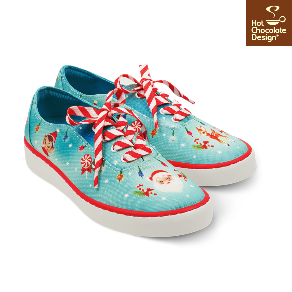 Hot Chocolate Design - Kitsch Christmas Sneakers with festive candy cane laces and cheerful holiday patterns.