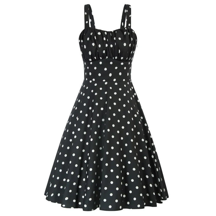 Vintage Ruched Summer A-Line Midi Dress