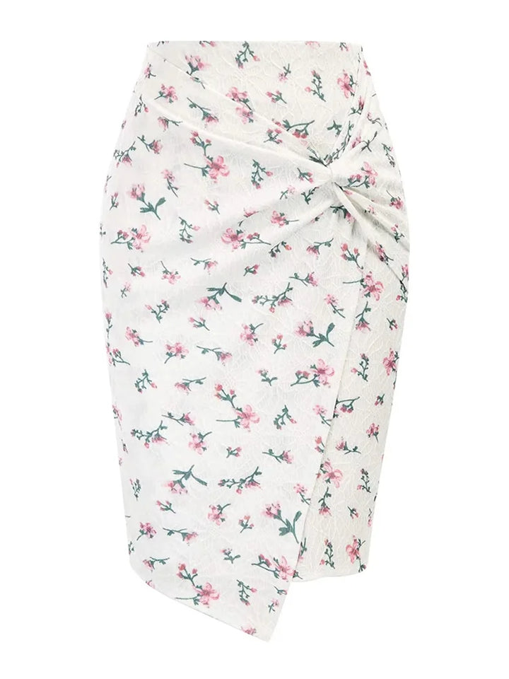 Floral Twist High Waist Pencil Skirt