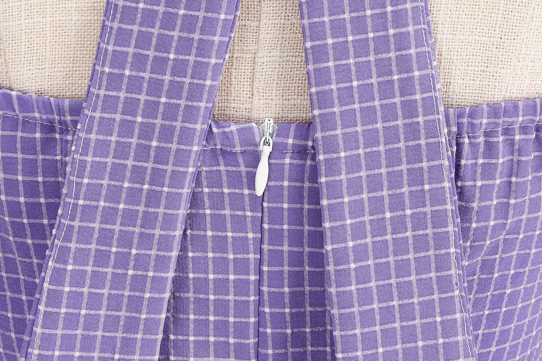 Vintage Lavender Halter Swing Dress with Pockets