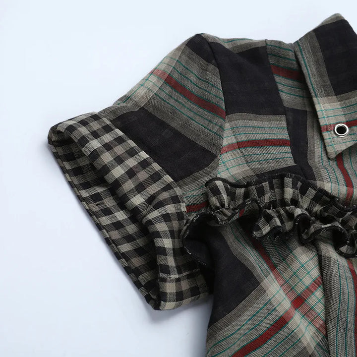 Gothic Plaid Ruffle Blouse