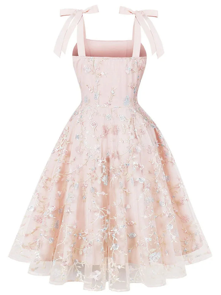 Peach Lace Embroidered Short Cocktail Dress