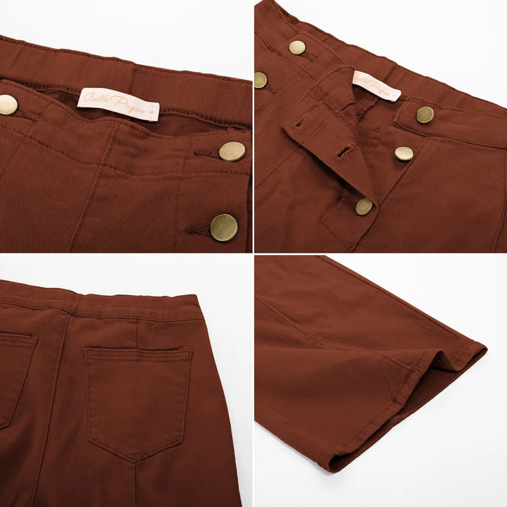 Vintage Wide-Leg Jeans – High Waist, Elastic Back, Button-Up Front