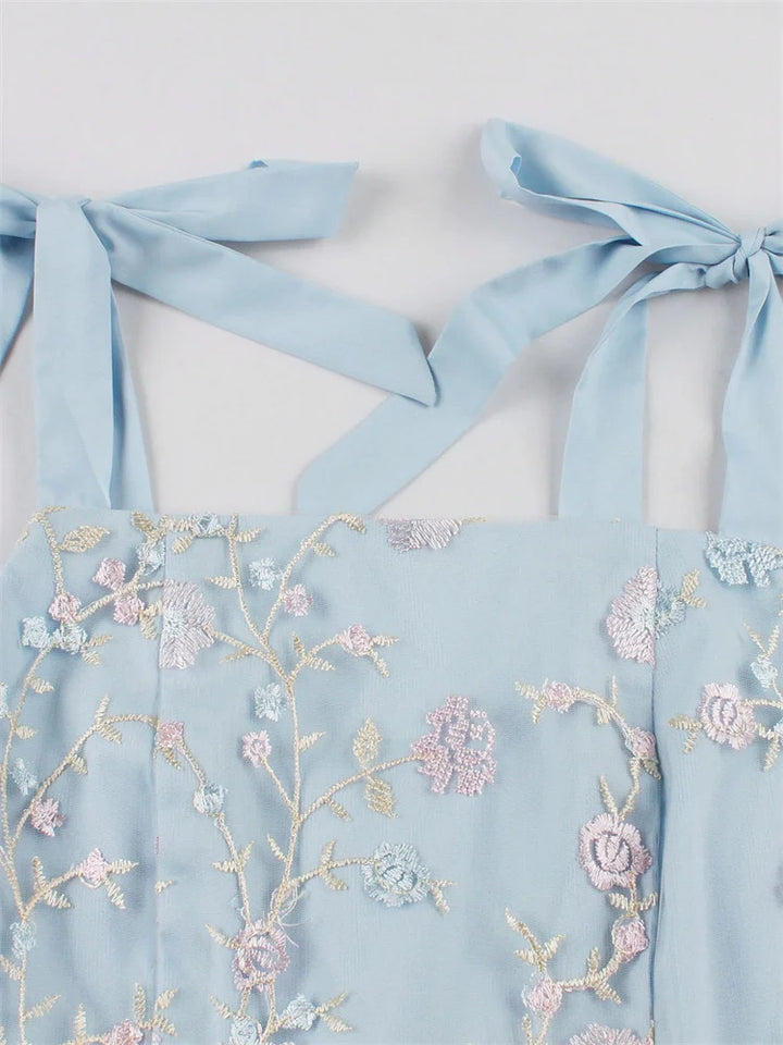 Blue Lace Cocktail Dress – Vintage Embroidered Party