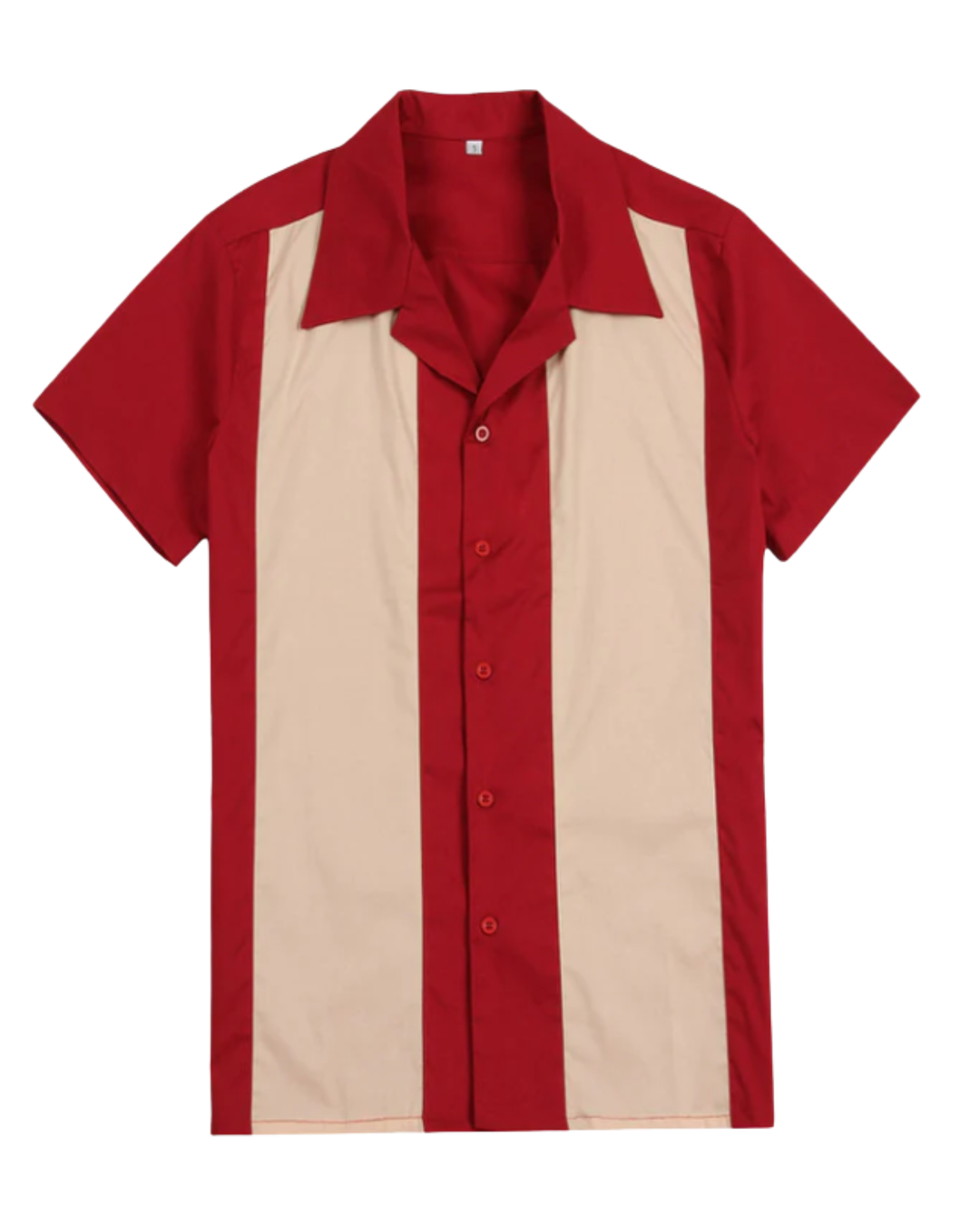 Maroon & Ivory Bowling Shirt Men's Retro Rockabilly Panel Shirt