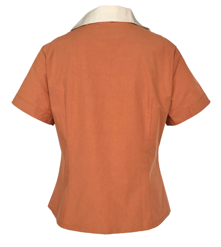 Peggy Sue Retro Contrast Collar Cotton Shirt