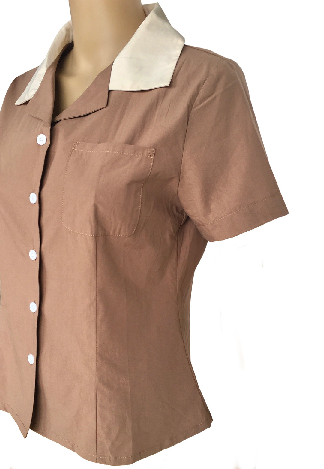 Peggy Sue Retro Contrast Collar Cotton Shirt