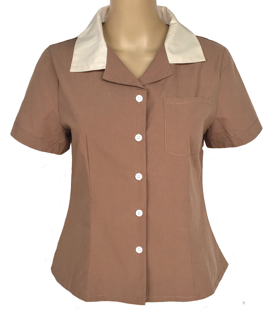 Peggy Sue Retro Contrast Collar Cotton Shirt