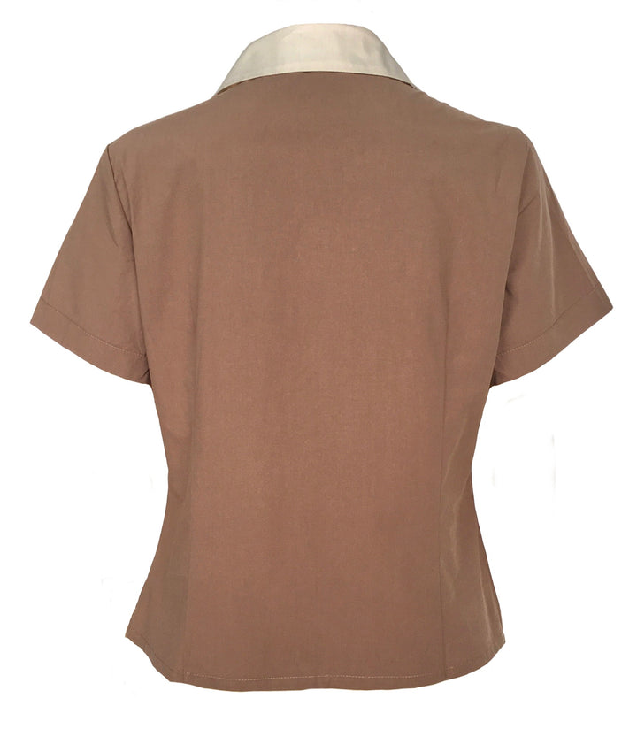 Peggy Sue Retro Contrast Collar Cotton Shirt