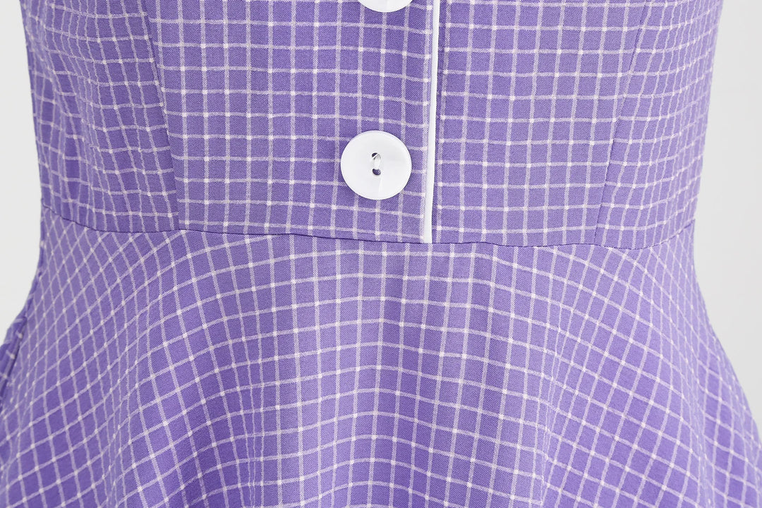 Vintage Lavender Halter Swing Dress with Pockets