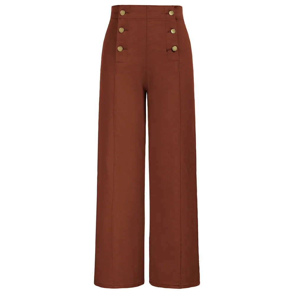 Vintage Wide-Leg Jeans – High Waist, Elastic Back, Button-Up Front