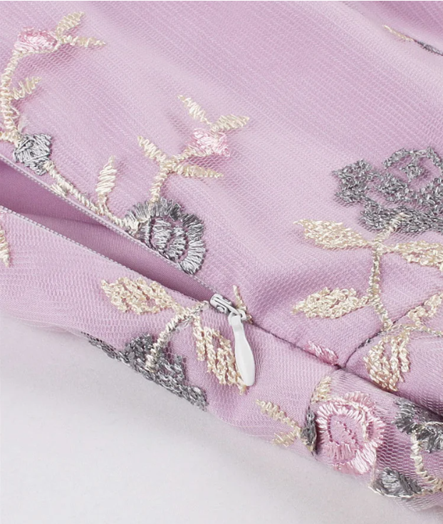 Lilac Lace Cocktail Dress – Vintage Embroidered Party