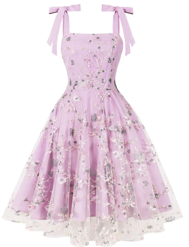 Lilac Lace Cocktail Dress – Vintage Embroidered Party