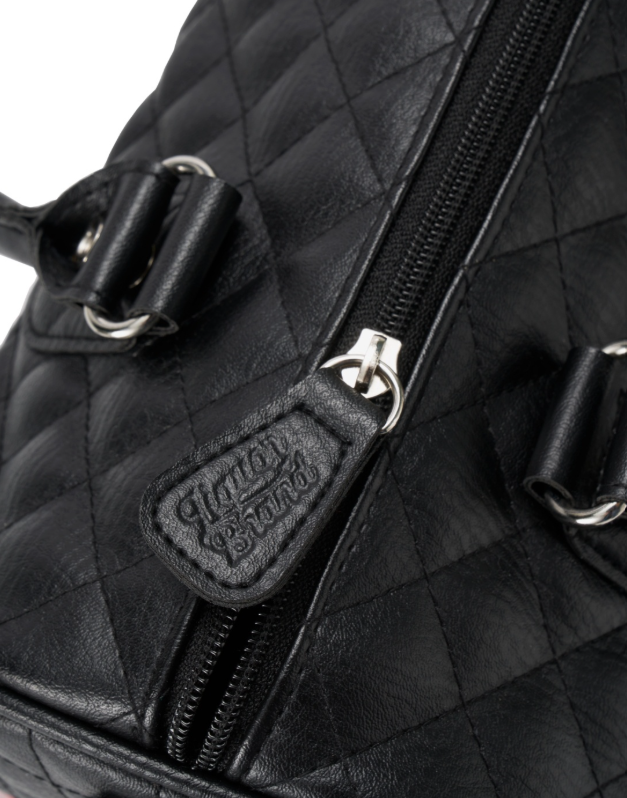 Liquorbrand White Metal Flake Bowler Bag - Retro Rockabilly Handbag