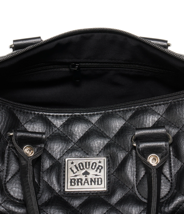 Liquorbrand White Metal Flake Bowler Bag - Retro Rockabilly Handbag