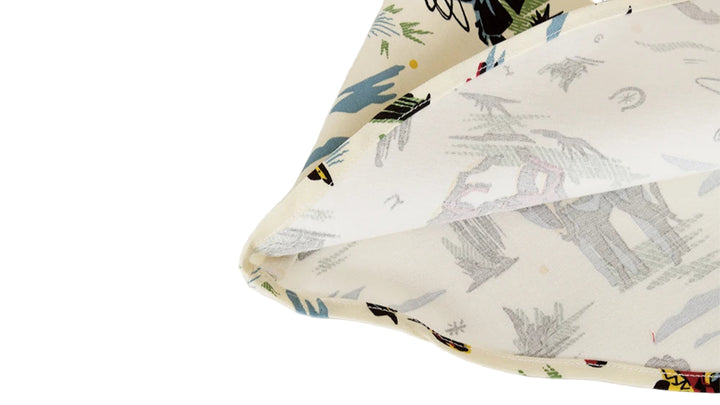 Two fabric swatches with nature-themed prints on a white background, featuring 'sisHion' branding.