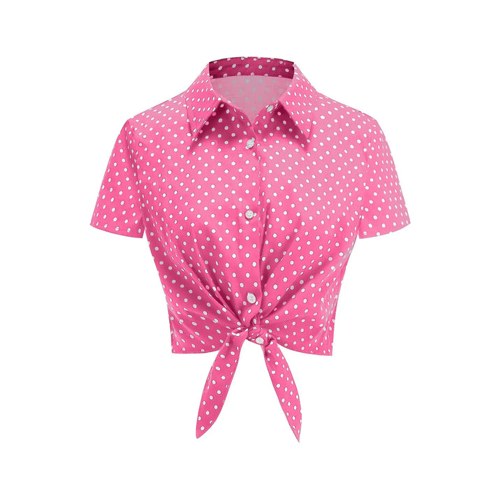 Polka Dot Tie-Front Cotton Stretch Top - Poison Arrow Retro