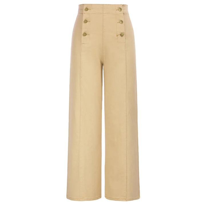 Vintage Wide-Leg Jeans – High Waist, Elastic Back, Button-Up Front