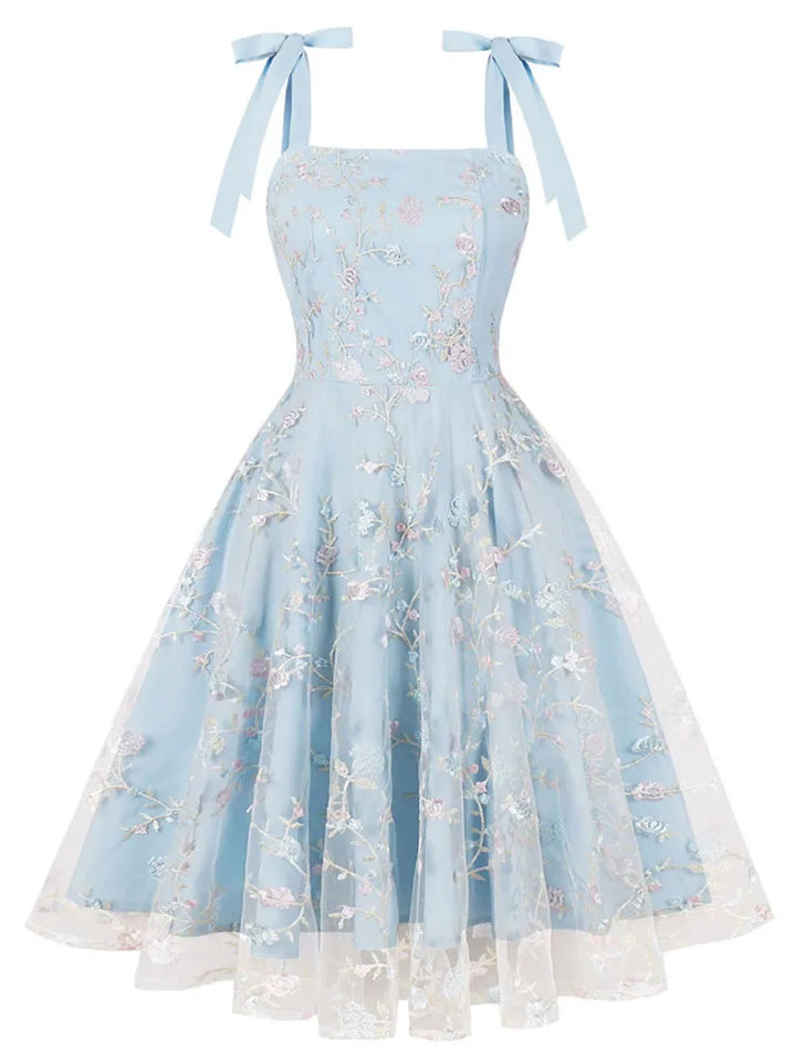 Blue Lace Cocktail Dress – Vintage Embroidered Party