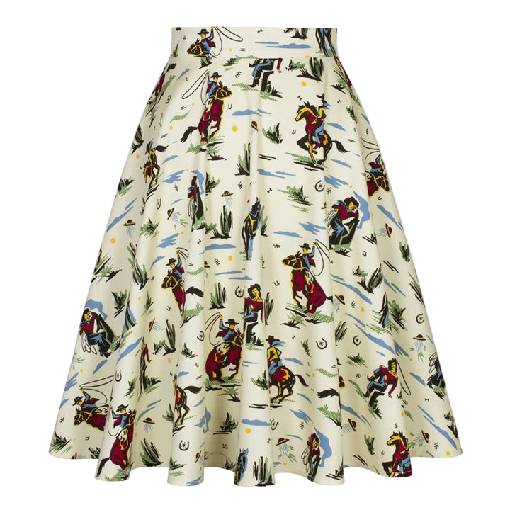 Skirt with cowboy pattern on a white background