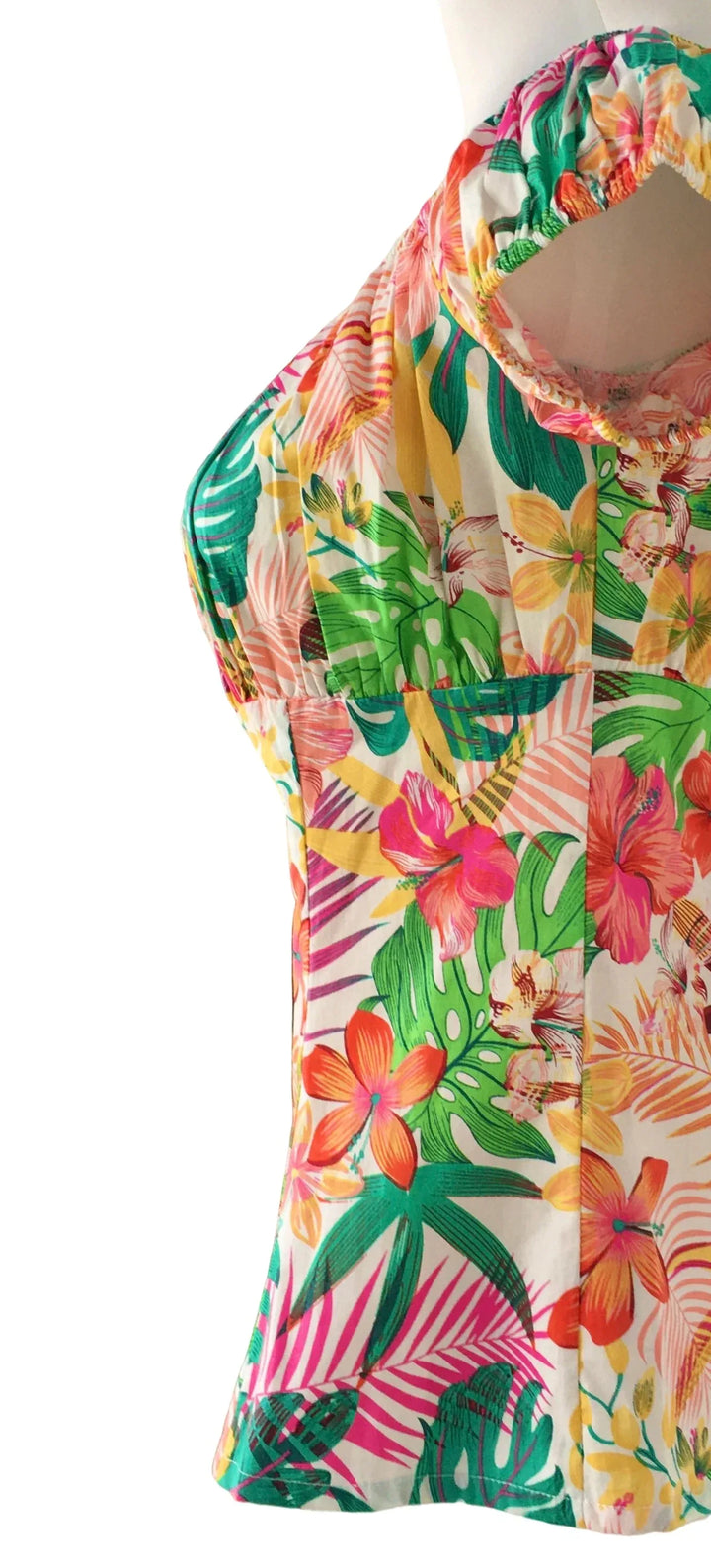 Island Escape Floral Peasant Style Top