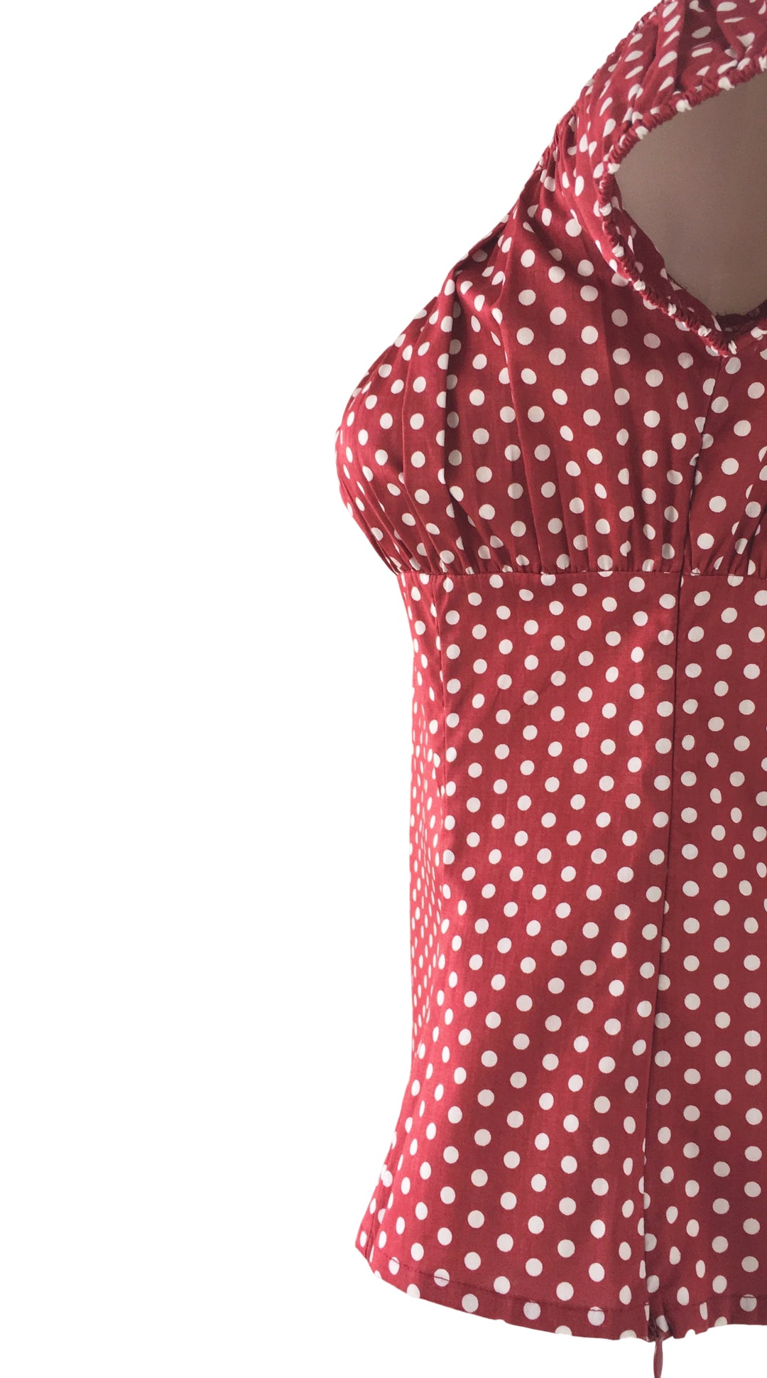 Red Polka Dot Peasant Style Top