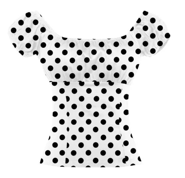Polka Dot Peasant Style Top
