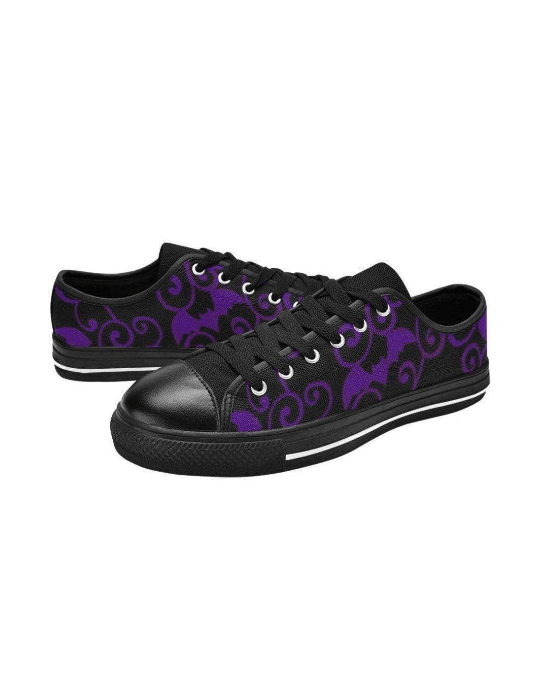 Purple antique bats retro style sneakers with lace-up closure and durable rubber sole.