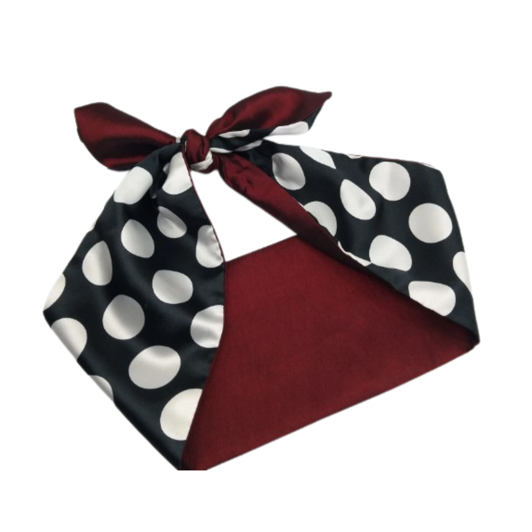 BLACK & WHITE SPOTS WIRED ROCKABILLY HAIR TIE