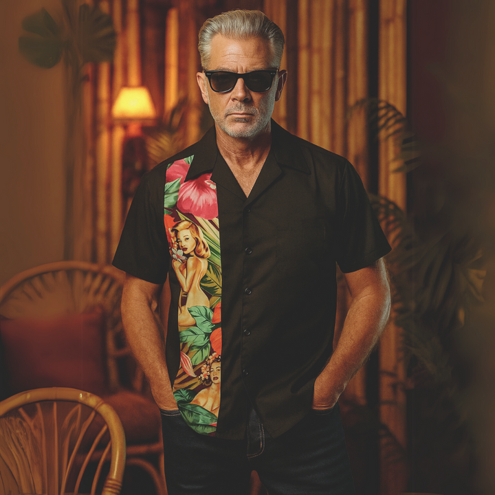 Mens Vintage Style Bowling Dress Shirt - Tropics