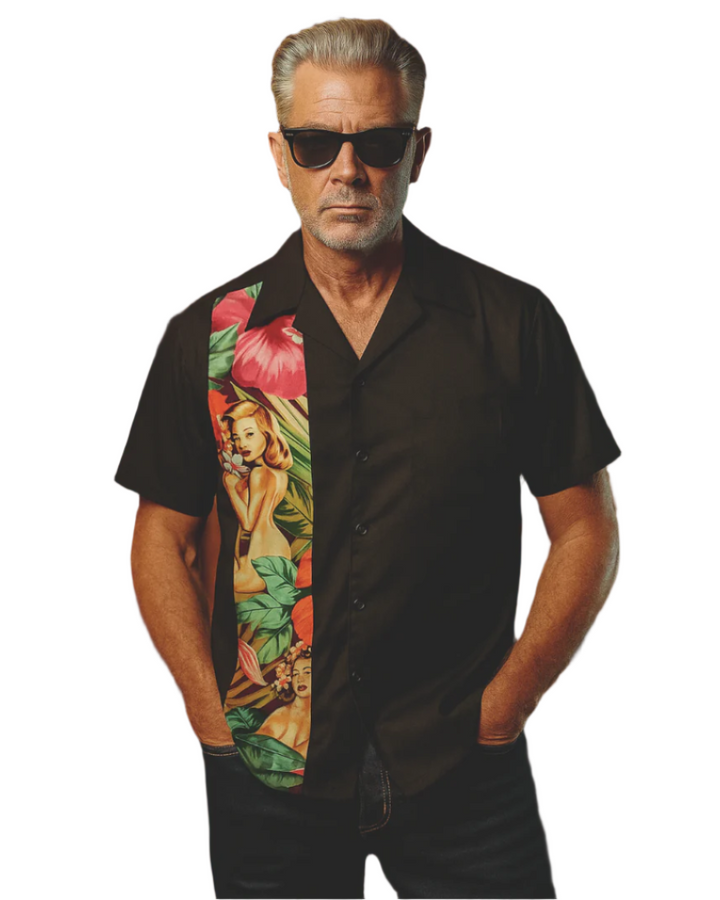 Mens Vintage Style Bowling Dress Shirt - Tropics
