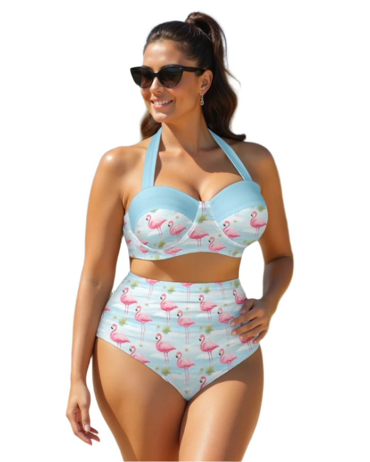 Flamingo Dreams High Waist Bikini Separates