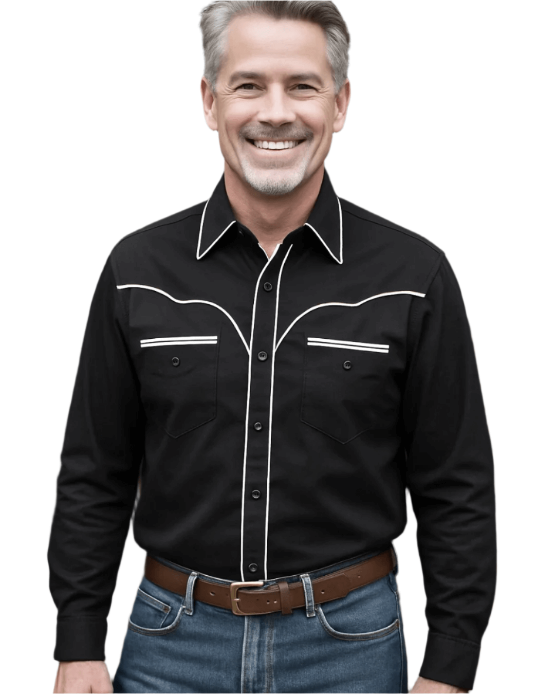 Men's Vintage Style Western Shirt WHITE