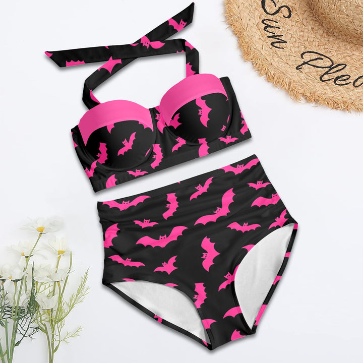 Mindy Morbs Pink Bat Glamour High-Waisted Bikini