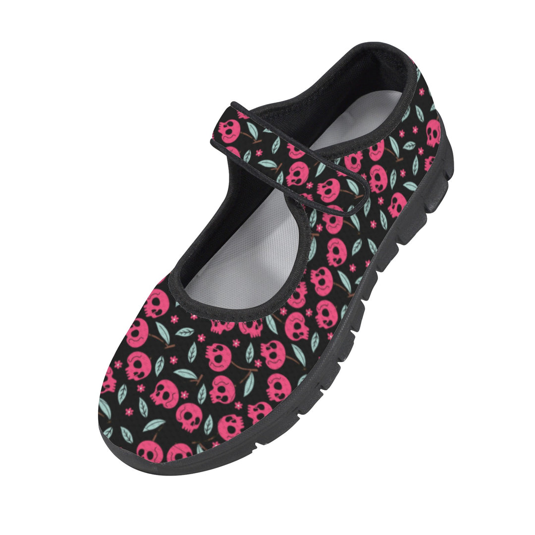 Cherry Skulls Mary Jane Barefoot Comfort Shoes – Wide Fit & Orthotic Friendly