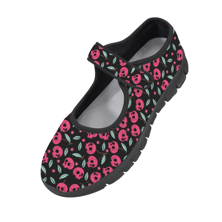 Cherry Skulls Mary Jane Barefoot Comfort Shoes – Wide Fit & Orthotic Friendly