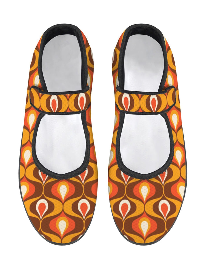 Autumn Geo Mary Jane comfort shoes with geometric print, wide fit and Velcro strap
