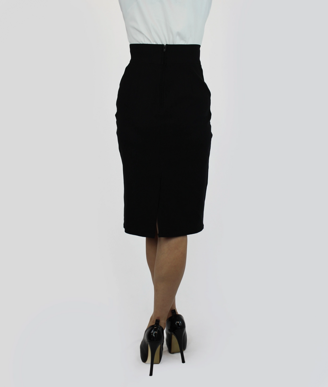 Hemet embroidered pin-up pencil skirt in black