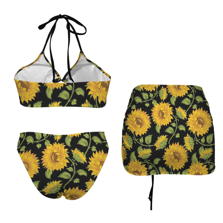 Sunflowers Retro Bikini Set with Skirt
