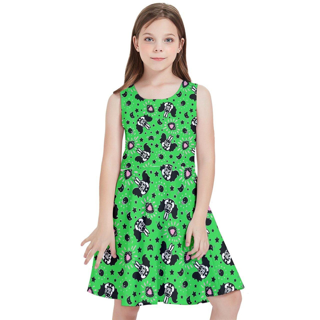 Bat Bunny Green Kids' Skater Dress