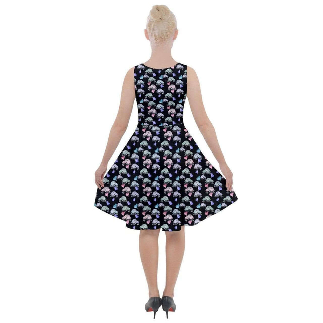 Beetle Hearts Knee Length Skater Dress With Pockets