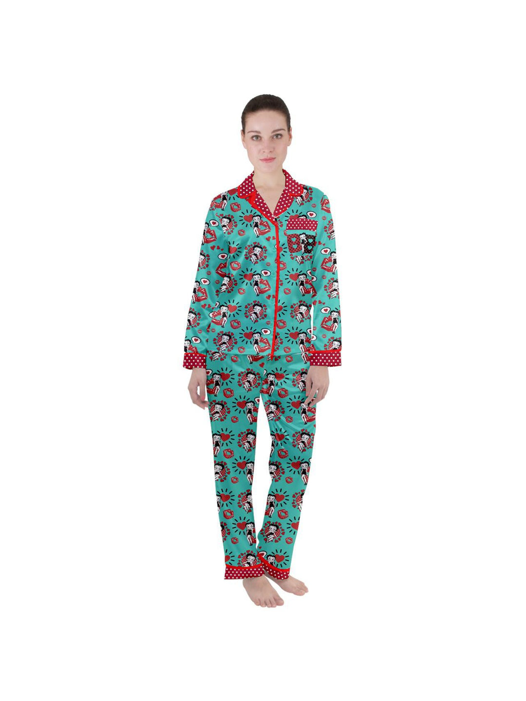 Betty Boop Women's Long Sleeve Satin Pajamas Set