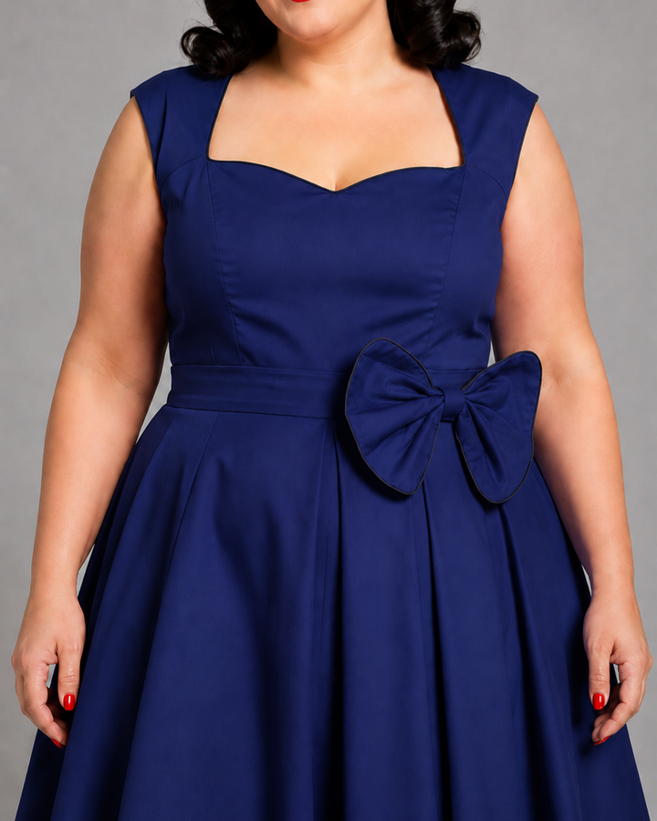 Vivienne Blue Bow Retro Dress
