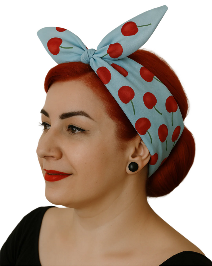 BLUE CHERRIES WIRED ROCKABILLY HAIR TIE