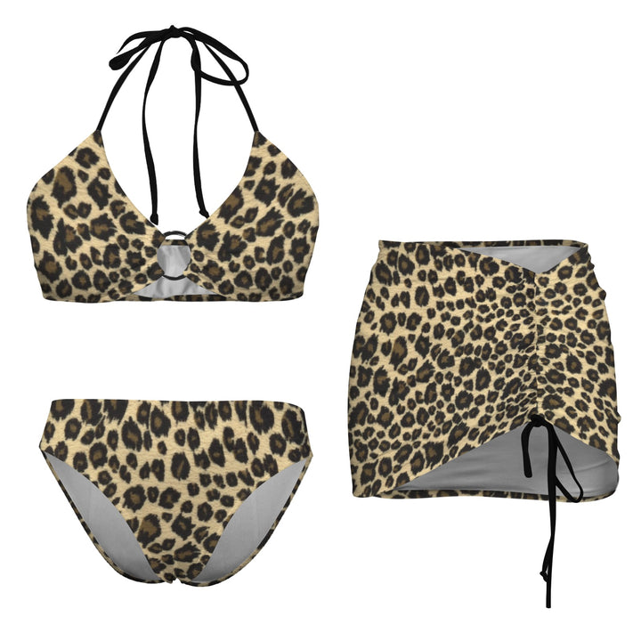 Leopard Retro Bikini Set with Skirt