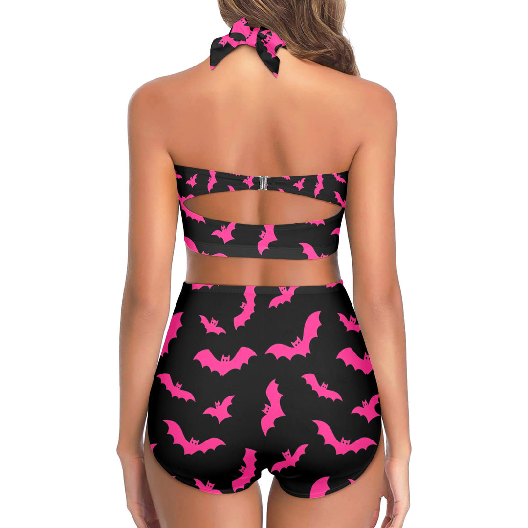 Mindy Morbs Pink Bat Glamour High-Waisted Bikini