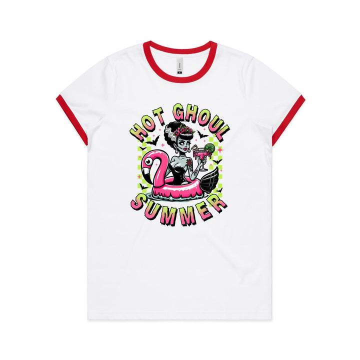 Hot Ghoul Summer Pink Flamingo Women's Ringer Tee