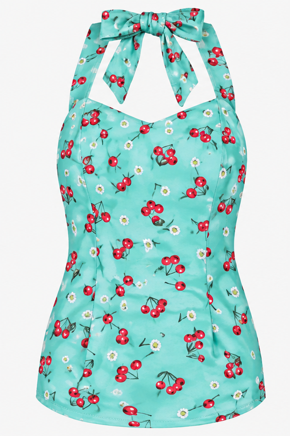Liquorbrand Cherry Daisy Halter Top
