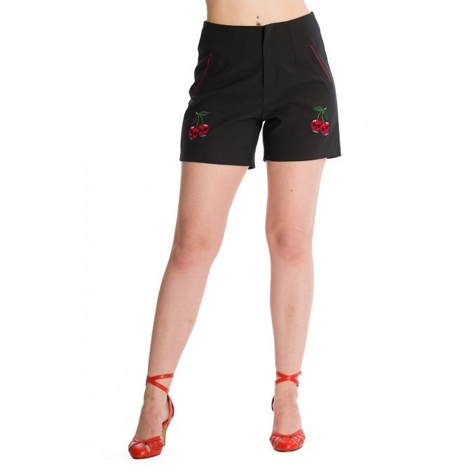 Cherry Pie Black Rockabilly Shorts