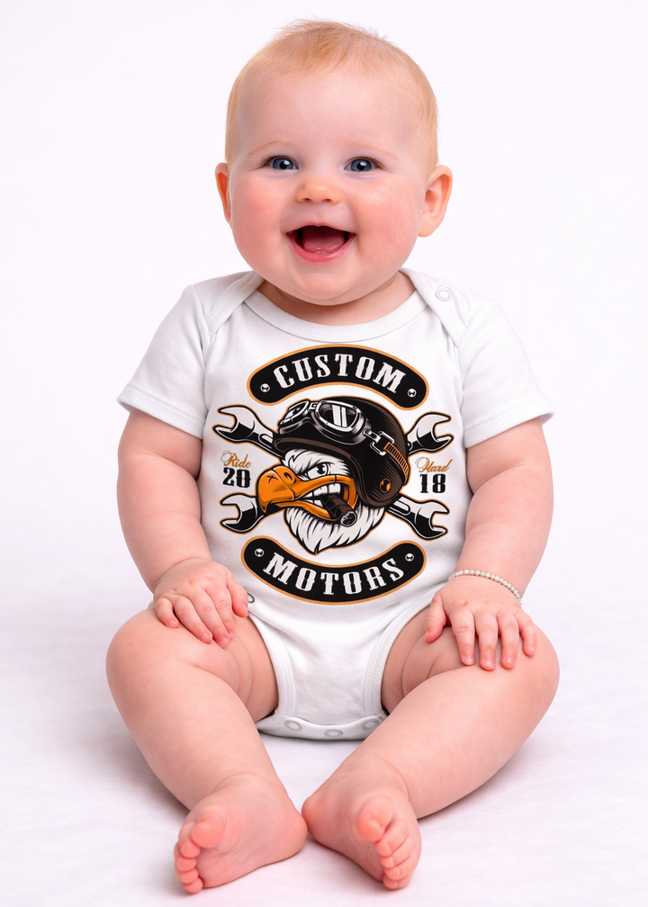 Custom Motors Baby Romper – Hot Rod Rockabilly Baby Onesie